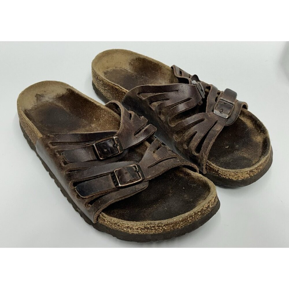 Birkenstock Granada Leather Soft Footbed Slide Comfort Sandals Womens Sz 5 /36